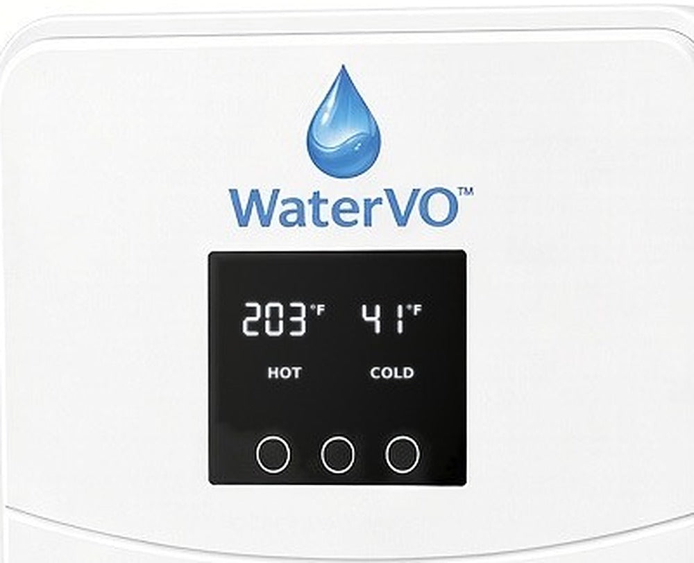 WaterVO Floor Vapor Optimizer control panel showing 203°F hot and 41°F cold