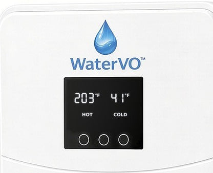 WaterVO Floor Vapor Optimizer control panel showing 203°F hot and 41°F cold