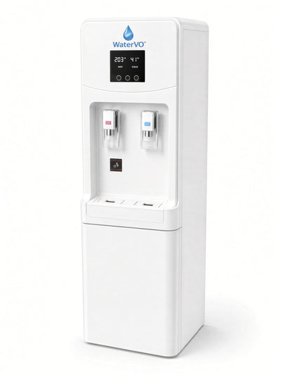WaterVO Floor Model Vapor Optimizer, white floor-standing unit with hot and cold taps